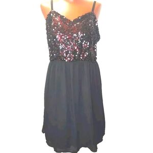 Torrid Red Sequin Mini Dress Woman Plus 2X Whimisgoth Fairy Witch Black Chiffon